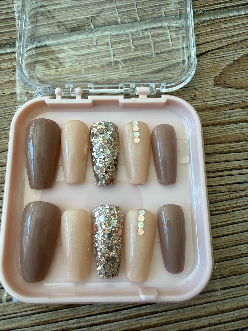 Neutral Nude & Glitter Press-On Nail Set